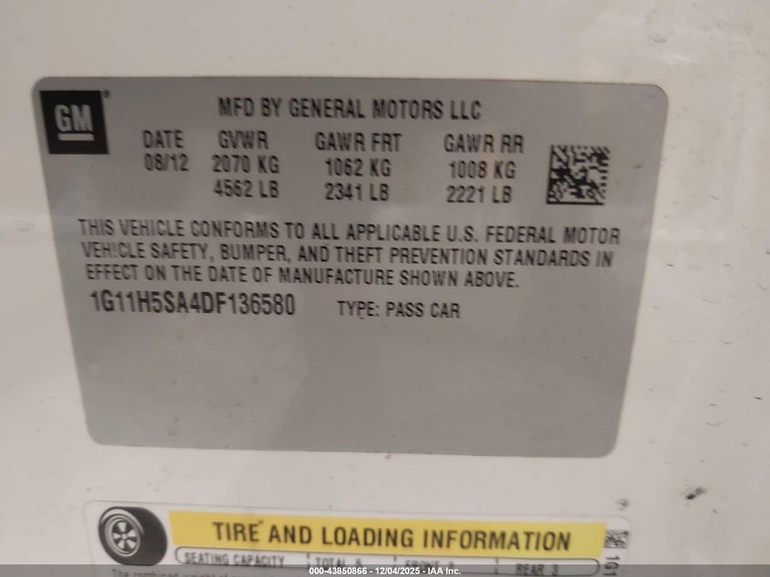 1G11H5SA4DF136580 2013 CHEVROLET MALIBU photo no. 9