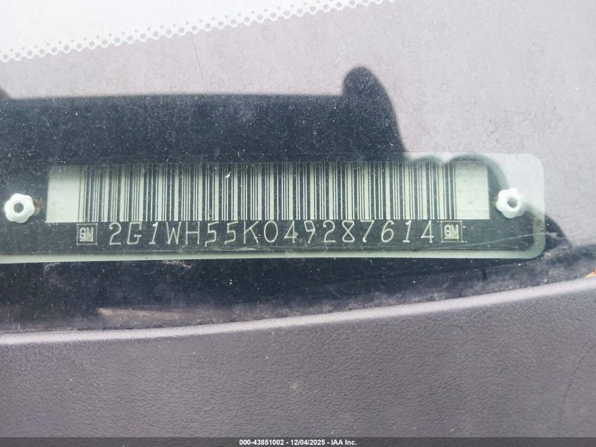 2004 Chevrolet Impala Ls VIN: 2G1WH55K049287614 Lot: 43851002