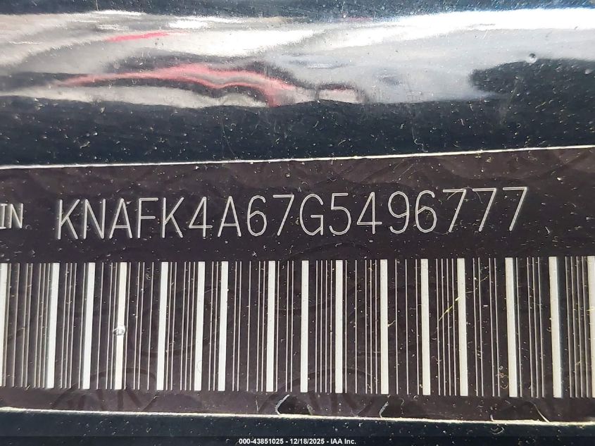 2016 Kia Forte Lx VIN: KNAFK4A67G5496777 Lot: 43851025