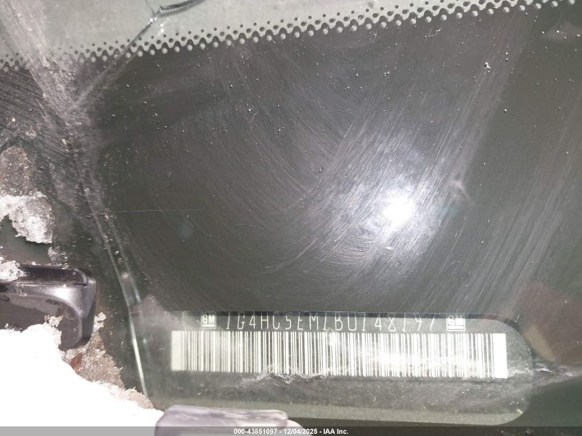 2011 Buick Lucerne Cxl VIN: 1G4HC5EM1BU148197 Lot: 43851097