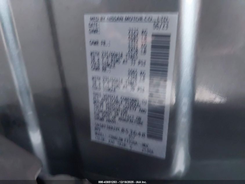 2023 Nissan Rogue Sv Intelligent Awd VIN: 5N1BT3BB2PC853648 Lot: 43851253