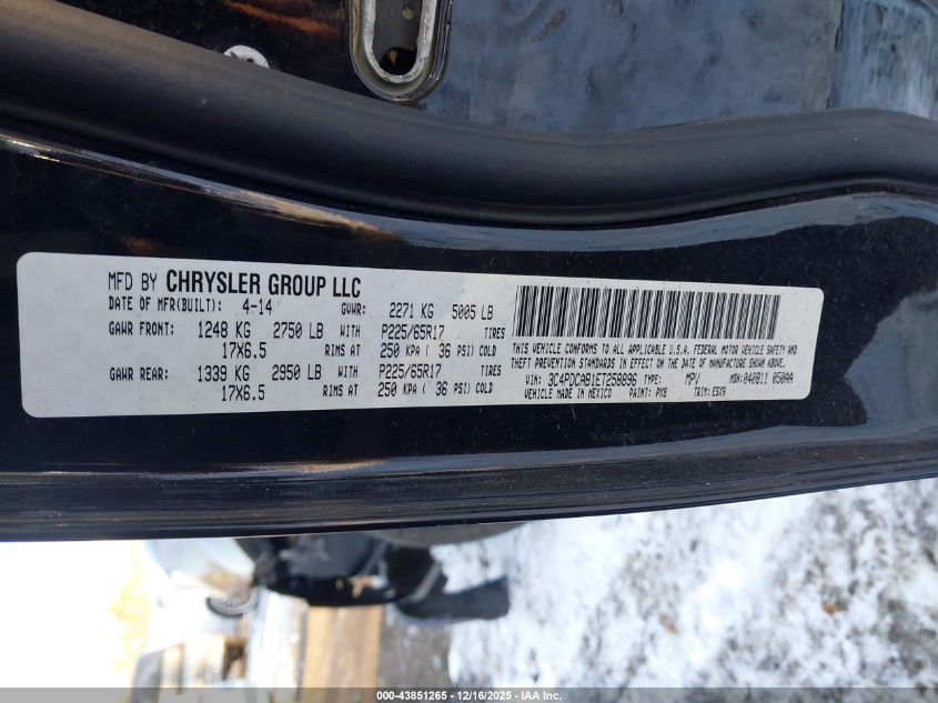 2014 Dodge Journey American Value Pkg VIN: 3C4PDCAB1ET258896 Lot: 43851265