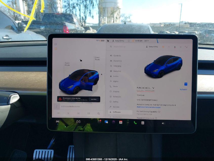 2023 Tesla Model Y Performance Dual Motor All-Wheel Drive VIN: 7SAYGDEF2PF791603 Lot: 43851388