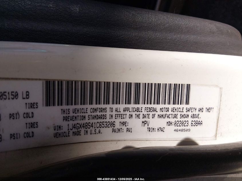 2001 Jeep Grand Cherokee Laredo VIN: 1J4GX48S41C653206 Lot: 43851434