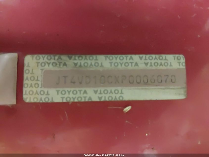 1993 Toyota T100 Sr5 VIN: JT4VD10CXP0006070 Lot: 43851674