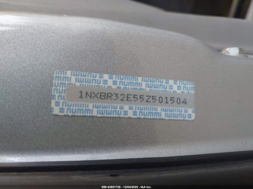 2005 Toyota Corolla Le VIN: 1NXBR32E55Z501504 Lot: 43851728