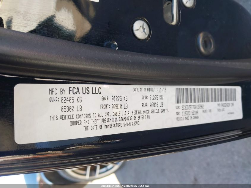 2016 Dodge Challenger R/T Plus VIN: 2C3CDZBT7GH137962 Lot: 43851965