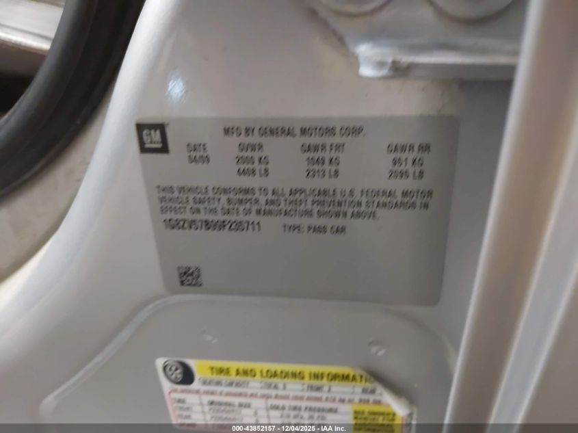 2009 Saturn Aura Xr VIN: 1G8ZV57B99F235711 Lot: 43852157