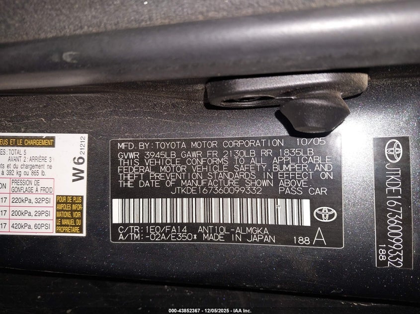 JTKDE167360099332 2006 SCION TC photo no. 9