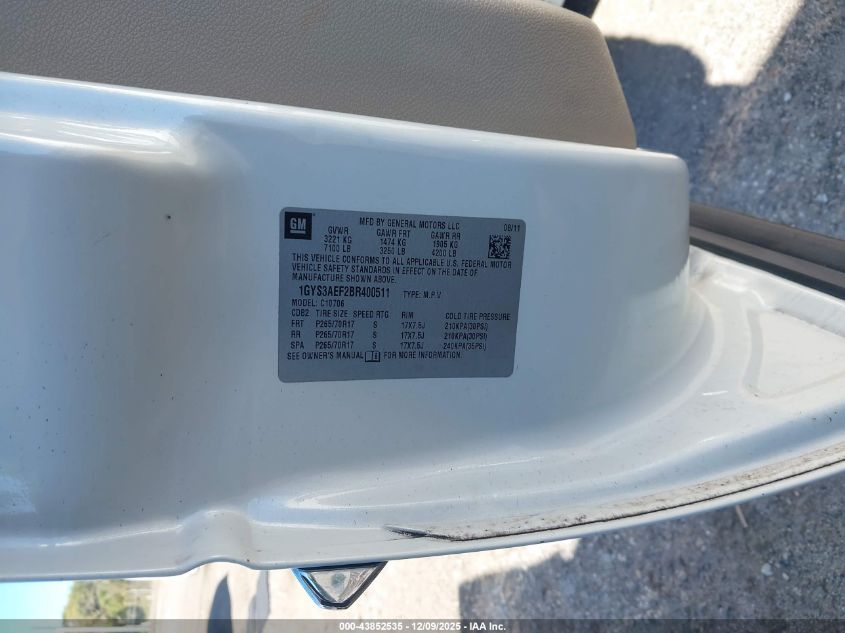 2011 Cadillac Escalade Standard VIN: 1GYS3AEF2BR400511 Lot: 43852535