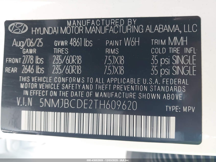 5NMJBCDE2TH609620 2026 HYUNDAI TUCSON photo no. 9
