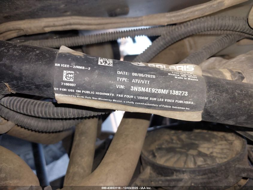 2021 Polaris Rzr Xp 4 Turbo VIN: 3NSN4E928MF138273 Lot: 43853116