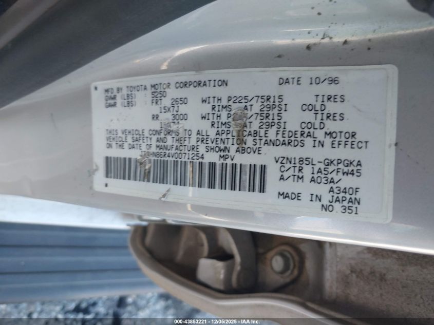 1997 Toyota 4Runner Sr5 V6 VIN: JT3HN86R4V0071254 Lot: 43853221