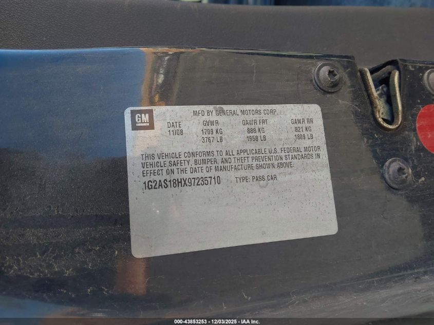 2009 Pontiac G5 VIN: 1G2AS18HX97235710 Lot: 43853253