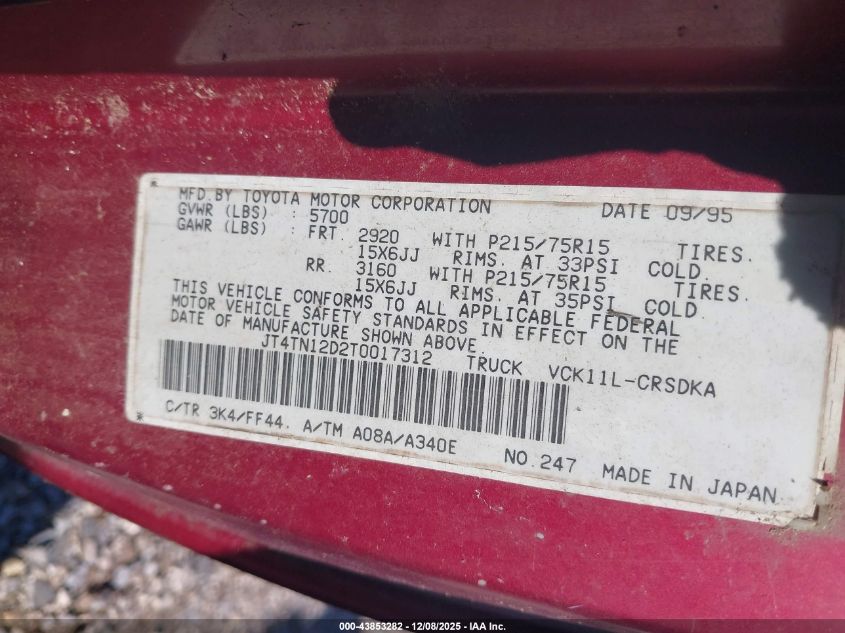 JT4TN12D2T0017312 1996 TOYOTA T100 photo no. 9