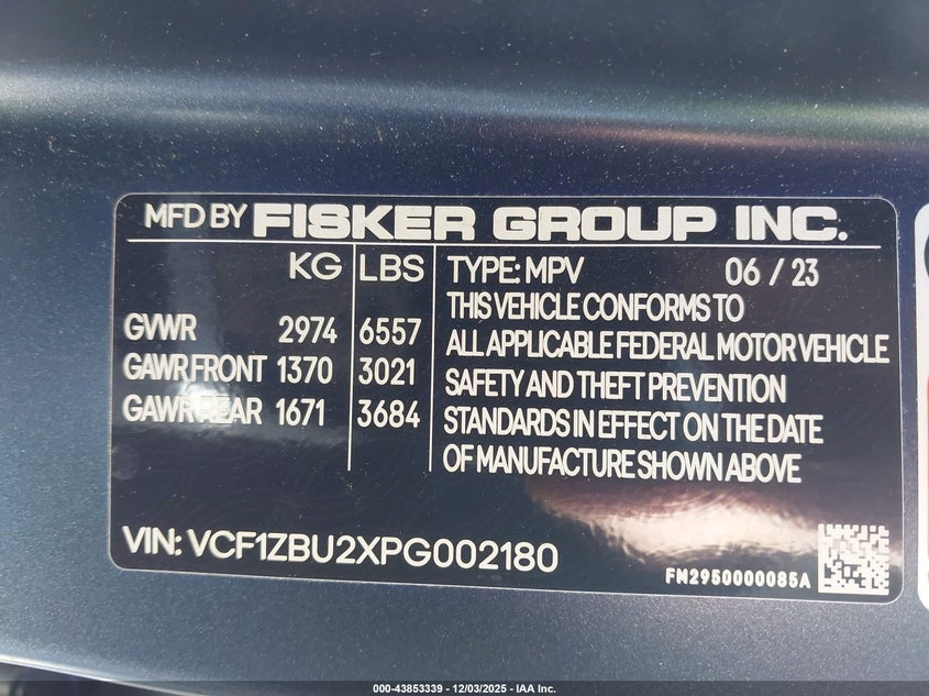 VCF1ZBU2XPG002180 2023 FISKER OCEAN photo no. 9