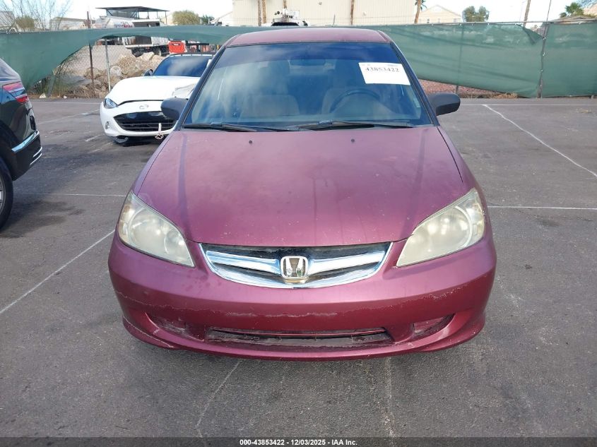 2005 Honda Civic Lx VIN: 2HGES165X5H555194 Lot: 43853422