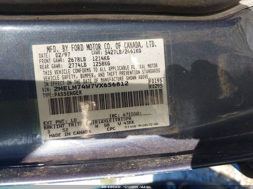 2MELM74W7VX656812 1997 MERCURY GRAND MARQUIS photo no. 9
