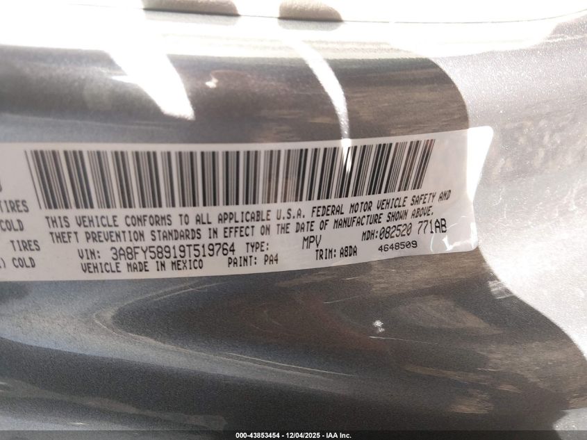 2009 Chrysler Pt Cruiser Touring VIN: 3A8FY58919T519764 Lot: 43853454