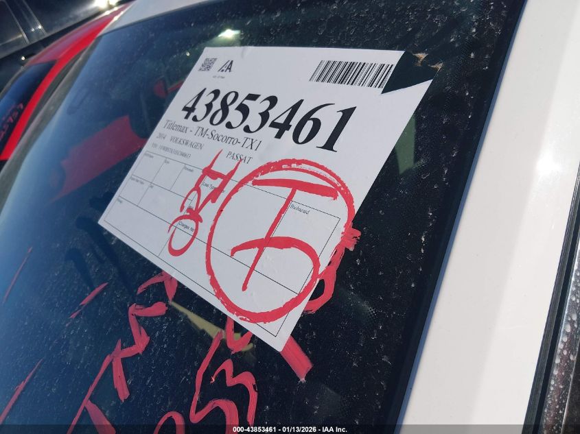 2014 Volkswagen Passat 1.8T Se VIN: 1VWBS7A31EC040613 Lot: 43853461