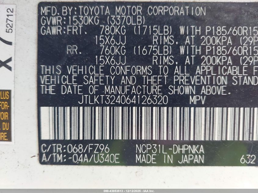 2006 Scion Xb VIN: JTLKT324064126320 Lot: 43853513