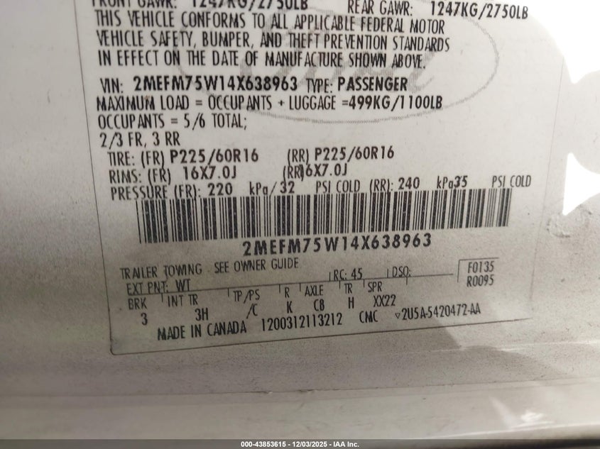 2MEFM75W14X638963 2004 MERCURY GRAND MARQUIS photo no. 9