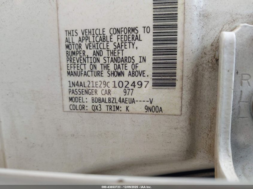 2009 Nissan Altima 2.5 S VIN: 1N4AL21E29C102497 Lot: 43853723