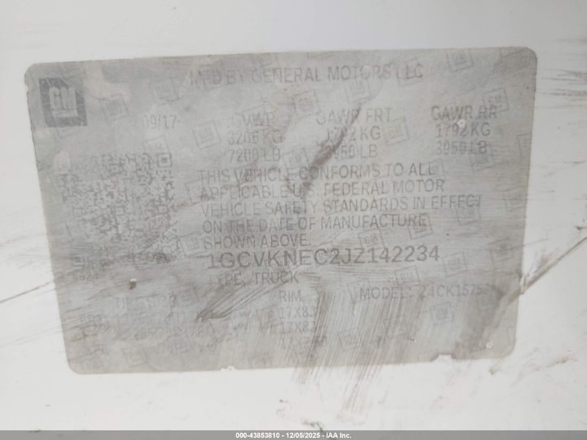 2018 Chevrolet Silverado 1500 Wt VIN: 1GCVKNEC2JZ142234 Lot: 43853810