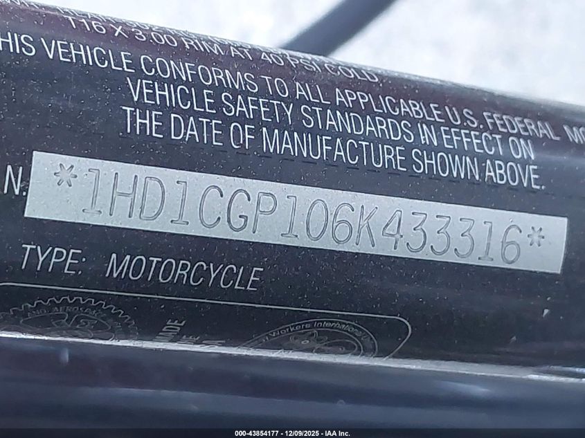 2006 Harley-Davidson Xl1200 C VIN: 1HD1CGP106K433316 Lot: 43854177