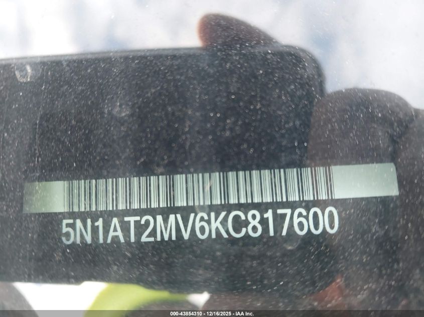 2019 Nissan Rogue S VIN: 5N1AT2MV6KC817600 Lot: 43854310