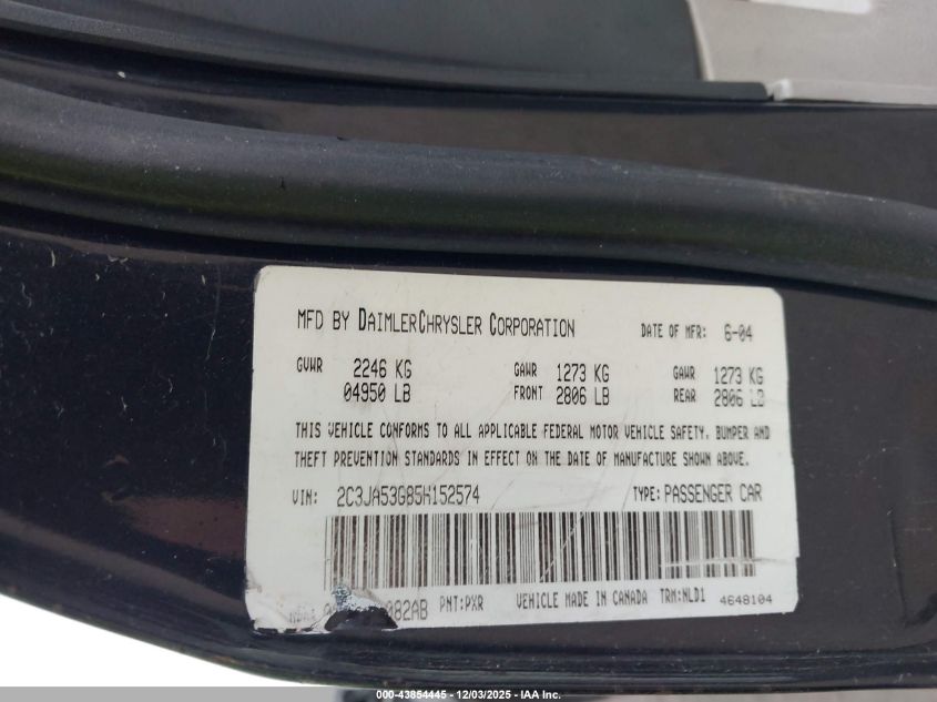 2005 Chrysler 300 Touring VIN: 2C3JA53G85H152574 Lot: 43854445