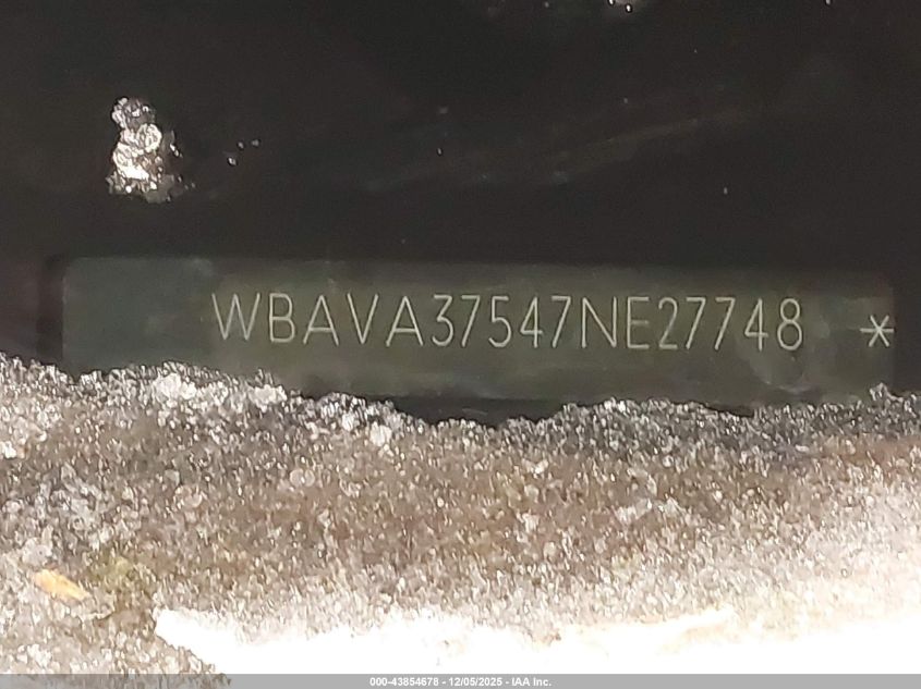 2007 BMW 328I VIN: WBAVA37547NE27748 Lot: 43854678