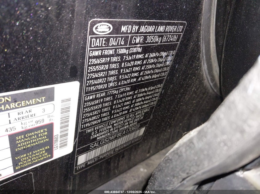 SALGS2WF8EA170603 2014 LAND ROVER RANGE ROVER photo no. 9