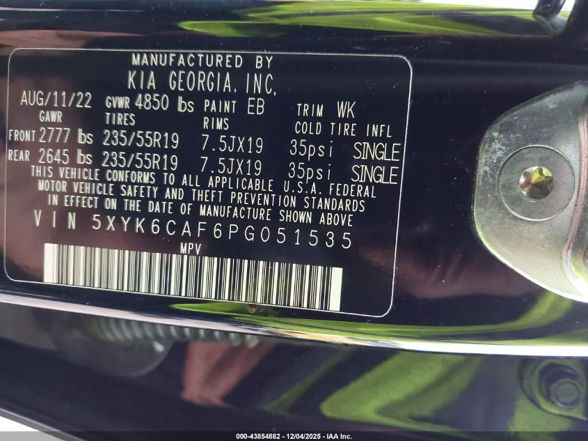 2023 Kia Sportage X-Line VIN: 5XYK6CAF6PG051535 Lot: 43854882