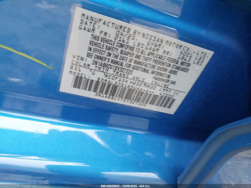 2025 Nissan Sentra Sv VIN: 3N1AB8CV7SY327320 Lot: 43855052