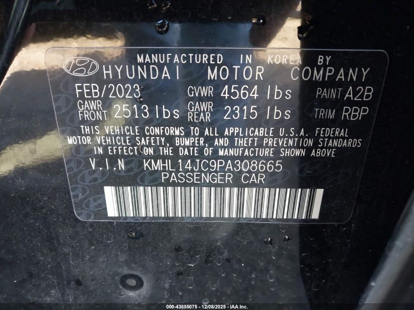 2023 Hyundai Sonata N Line VIN: KMHL14JC9PA308665 Lot: 43855075