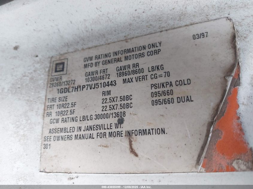 1997 GMC C-Series C7H042 VIN: 1GDL7H1P7VJ510443 Lot: 43855399