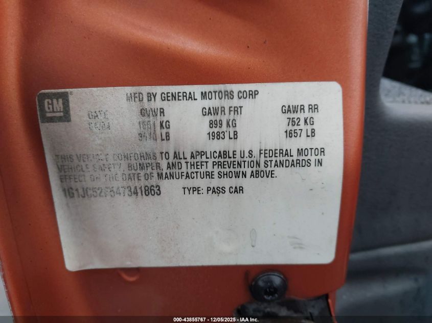 2004 Chevrolet Cavalier VIN: 1G1JC52F547341863 Lot: 43855767