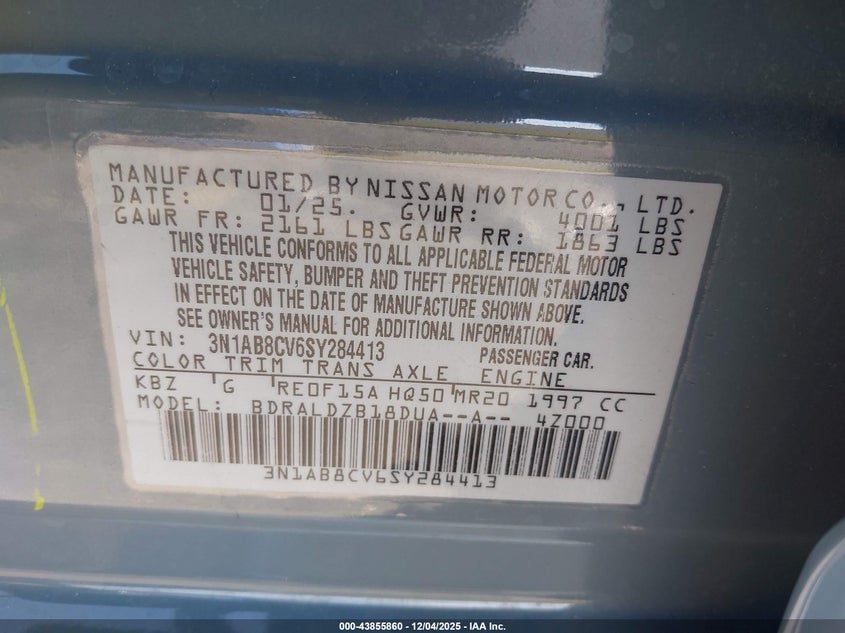 3N1AB8CV6SY284413 2025 NISSAN SENTRA photo no. 9