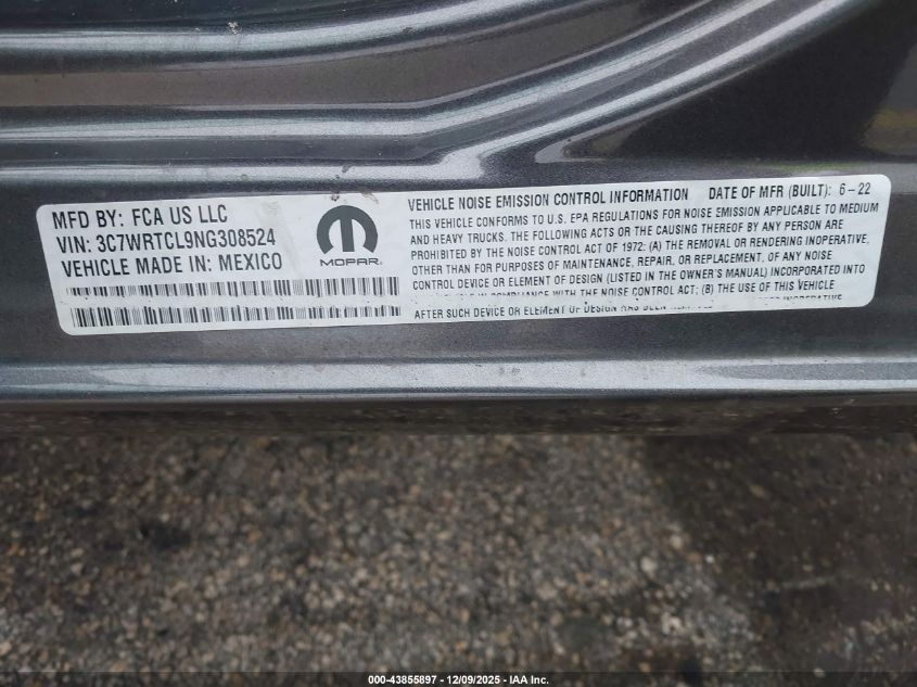 2022 Ram 3500 Chassis Tradesman/Slt/Laramie/Limited VIN: 3C7WRTCL9NG308524 Lot: 43855897