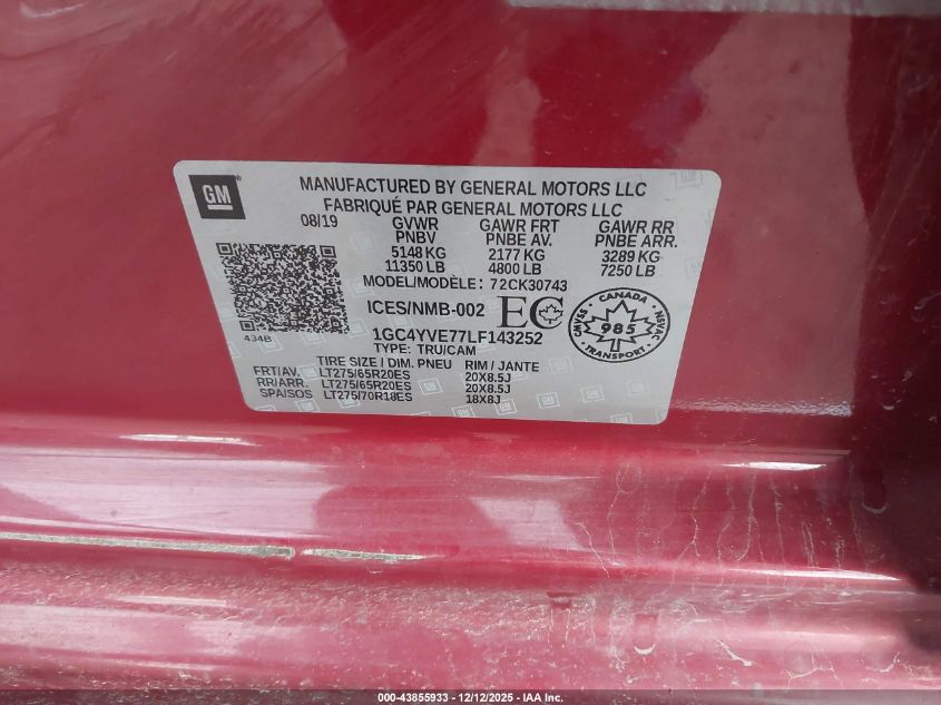 2020 Chevrolet Silverado 3500Hd 4Wd Long Bed High Country/4Wd Standard Bed High Country VIN: 1GC4YVE77LF143252 Lot: 43855933