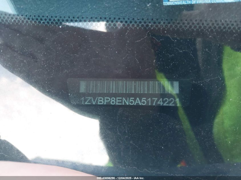 2010 Ford Mustang V6/V6 Premium VIN: 1ZVBP8EN5A5174221 Lot: 43856296