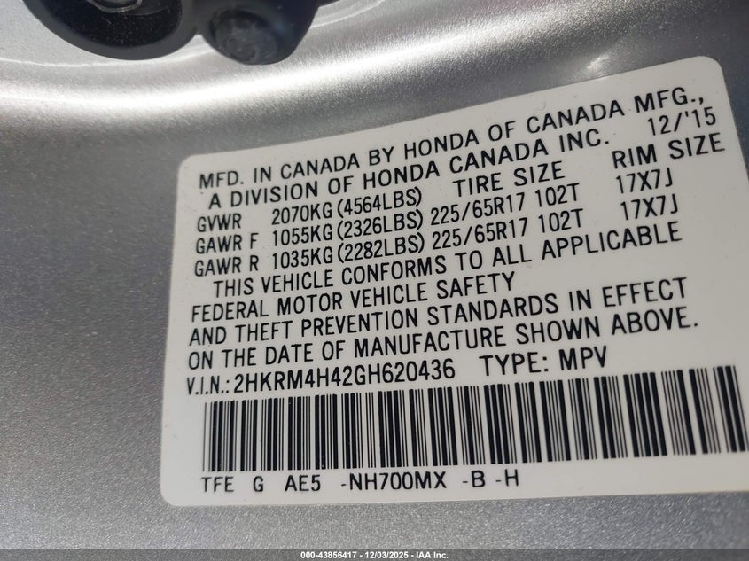2HKRM4H42GH620436 2016 HONDA CR-V photo no. 9
