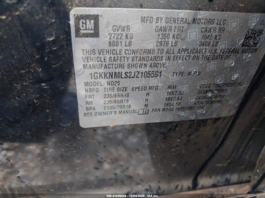 2018 GMC Acadia Slt-1 VIN: 1GKKNMLS2JZ105591 Lot: 43856454