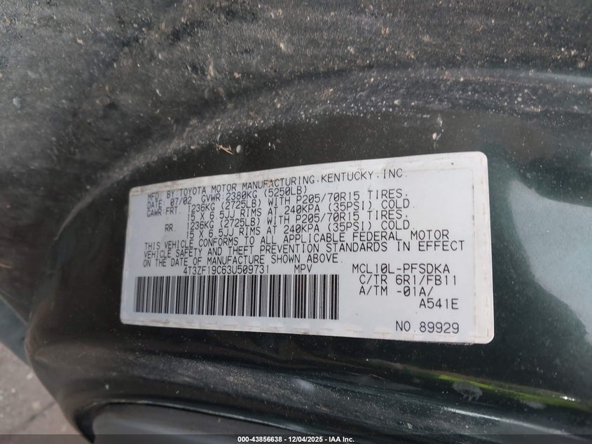 4T3ZF19C63U509731 2003 TOYOTA SIENNA photo no. 9