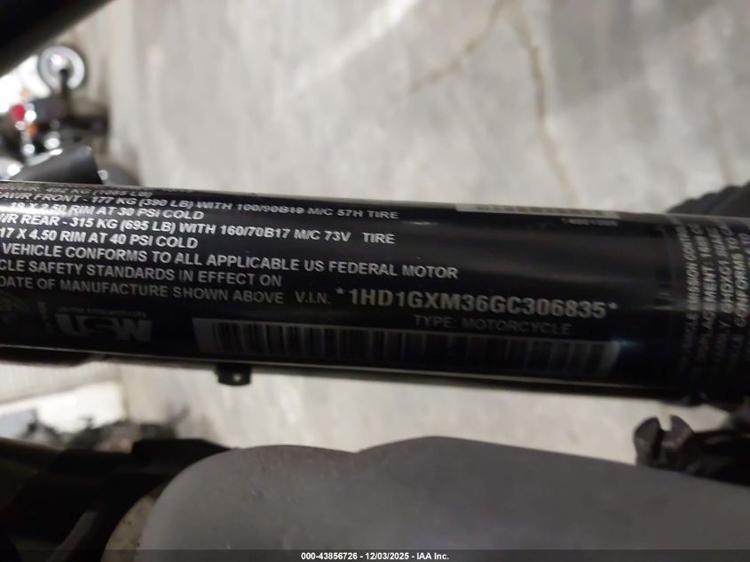 2016 Harley-Davidson Fxdb Dyna Street Bob VIN: 1HD1GXM36GC306835 Lot: 43856726