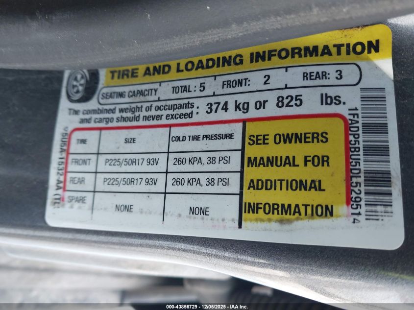 2013 Ford C-Max Hybrid Sel VIN: 1FADP5BU5DL529514 Lot: 43856729