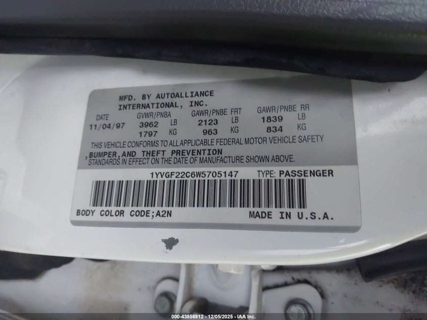 1YVGF22C6W5705147 1998 MAZDA 626 photo no. 9