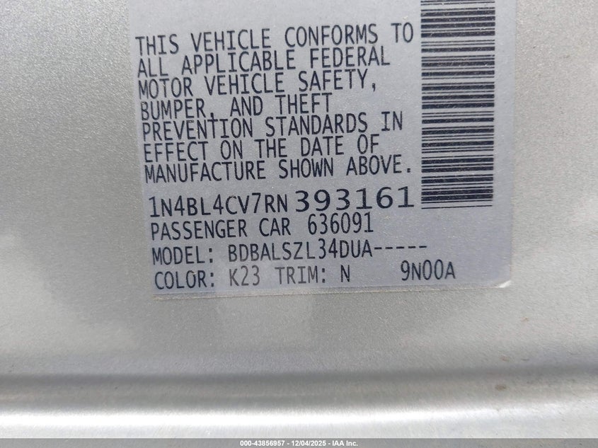 1N4BL4CV7RN393161 2024 NISSAN ALTIMA photo no. 9