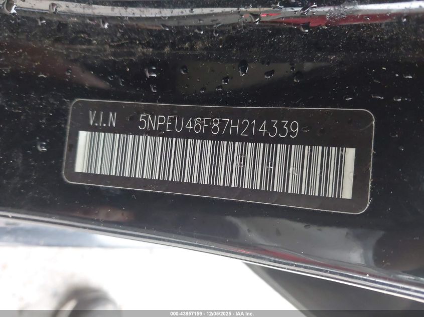 2007 Hyundai Sonata Limited/Se V6 VIN: 5NPEU46F87H214339 Lot: 43857159